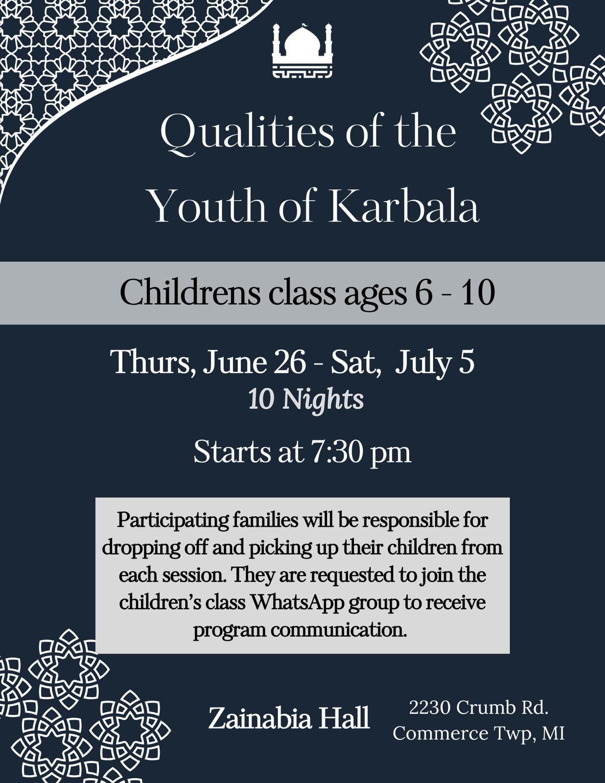 Children Class ages 6 – 10
